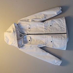 Michael Kors Subtle Camo White Fuzy Fleece Lined Light Coat XS, fits like Small